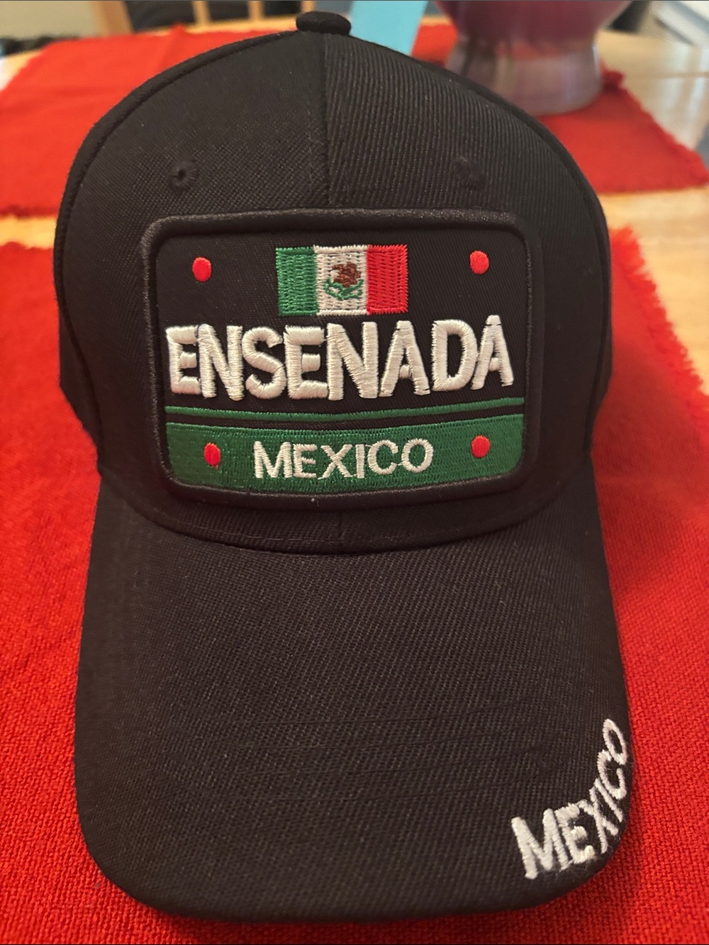 Black Ensenada Mexico Embroidered Baseball Cap